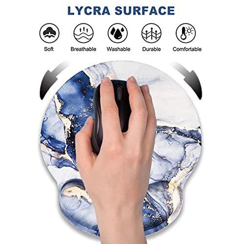 ARTSO Ergonomic Mouse Pad with Wrist Rest Support Gel, Non Slip Rubber Base Pad Computer PC Laptop Women Men Mousepad for Home, Office, Gaming, Working Easy Typing, Pain Relief, Gilt Marble - Image 2