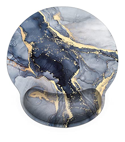 ARTSO Ergonomic Mouse Pad with Wrist Rest Support Gel, Non Slip Rubber Base Pad Computer PC Laptop Women Men Mousepad for Home, Office, Gaming, Working Easy Typing, Pain Relief, Gilt Marble - Image 1
