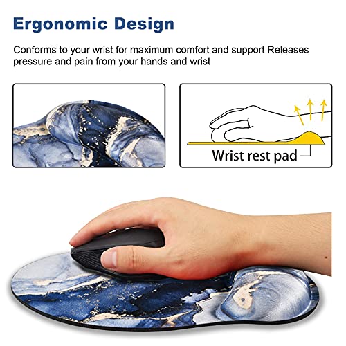 ARTSO Ergonomic Mouse Pad with Wrist Rest Support Gel, Non Slip Rubber Base Pad Computer PC Laptop Women Men Mousepad for Home, Office, Gaming, Working Easy Typing, Pain Relief, Gilt Marble - Image 4