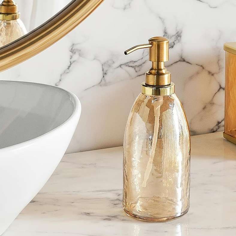 Pan Home موزع صابون زجاجي إنغما - ذهبي - Image 1