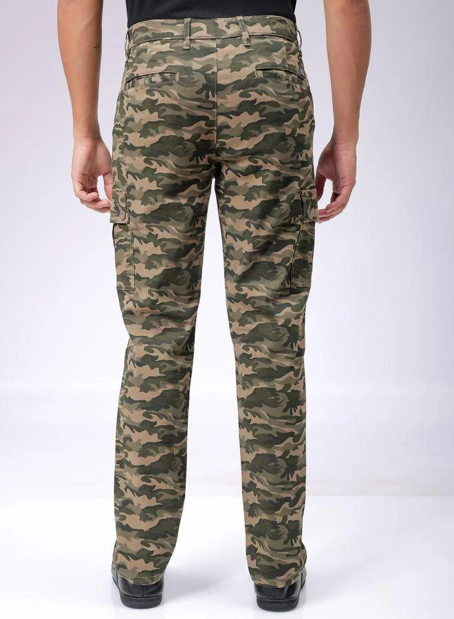 The Indian Garage Co  Men Slim Fit Camouflage Mid-Rise Cargos for Men | Best Price UAE