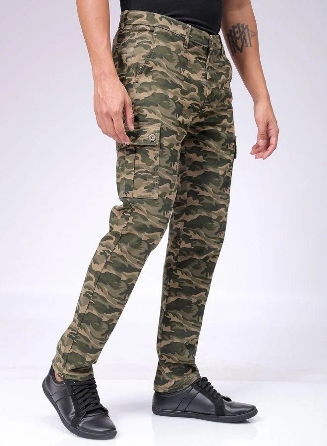 The Indian Garage Co  Men Slim Fit Camouflage Mid-Rise Cargos for Men | Best Price UAE