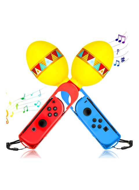 Sand Hammer Hand Grip Controller, Fit for Samba De Amigo Party Central Nintendo Joycon Games, Switch Oled Sports Game Accessories, with Built-In Eco-Friendly Pellets Rustle to The Music Beat(2 Pack)