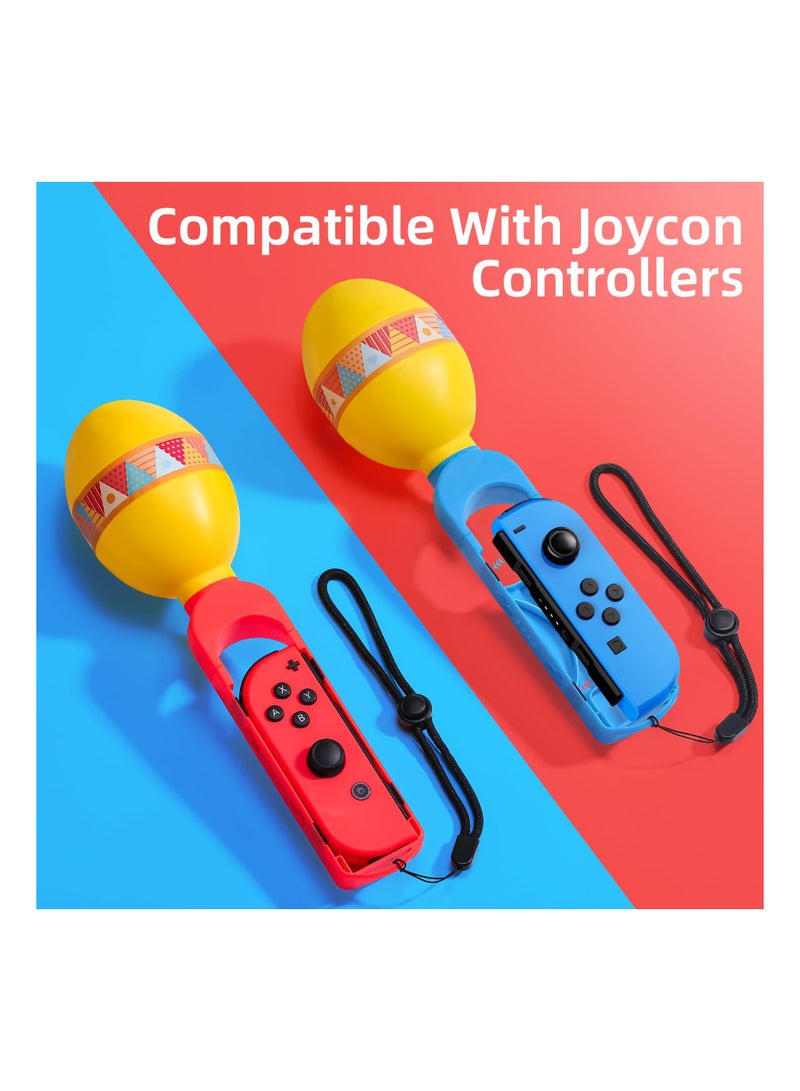 Sand Hammer Hand Grip Controller, Fit for Samba De Amigo Party Central Nintendo Joycon Games, Switch Oled Sports Game Accessories, with Built-In Eco-Friendly Pellets Rustle to The Music Beat(2 Pack)