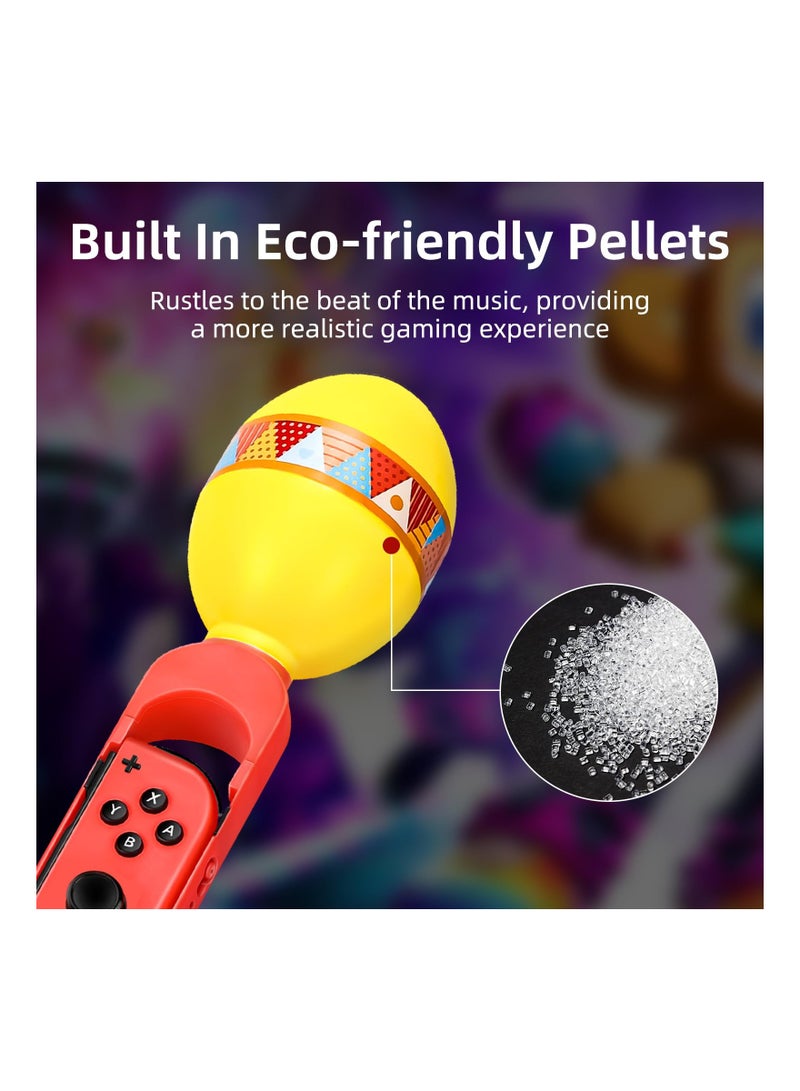 Sand Hammer Hand Grip Controller, Fit for Samba De Amigo Party Central Nintendo Joycon Games, Switch Oled Sports Game Accessories, with Built-In Eco-Friendly Pellets Rustle to The Music Beat(2 Pack)