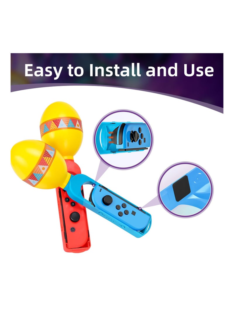Sand Hammer Hand Grip Controller, Fit for Samba De Amigo Party Central Nintendo Joycon Games, Switch Oled Sports Game Accessories, with Built-In Eco-Friendly Pellets Rustle to The Music Beat(2 Pack)
