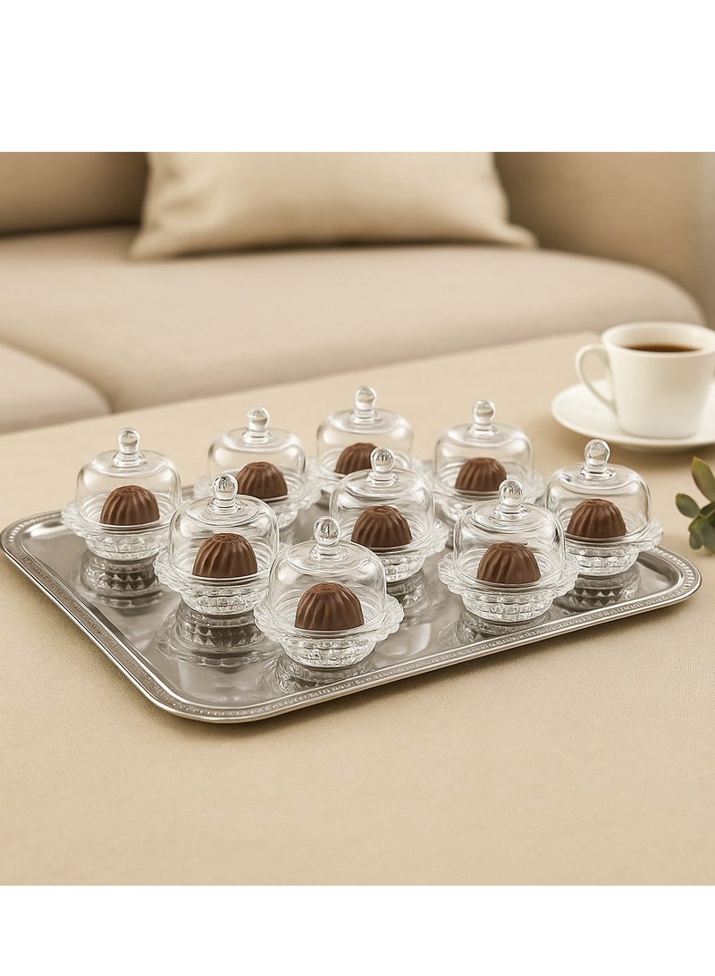 Alhomaidhi A set of 12 glass bowls for serving sweets, nuts, dates, and all other presentations and occasions. - Image 1