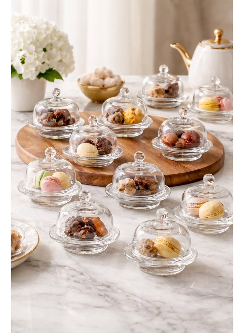 Alhomaidhi A set of 12 glass bowls for serving sweets, nuts, dates, and all other presentations and occasions. - Image 1
