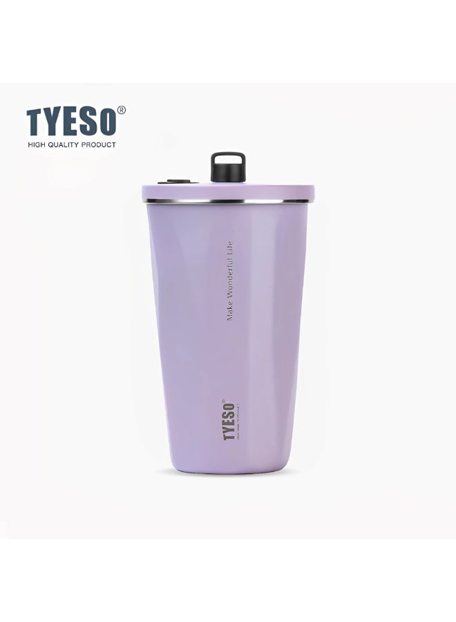 TYESO Flair Stainless Steel Travel Mug 600ml Leakproof Vacuum Insulated Coffee Cup with Straw Thermal Tumbler Temperature Retention Reusable Water Bottle for Car Office Travel Gym - Image 1