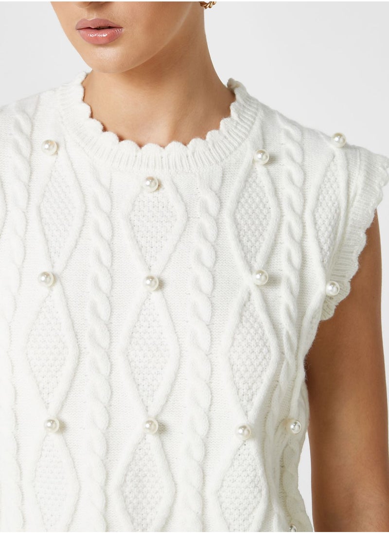 ELLA - Pearl Detail Sweater Vest - Image 1