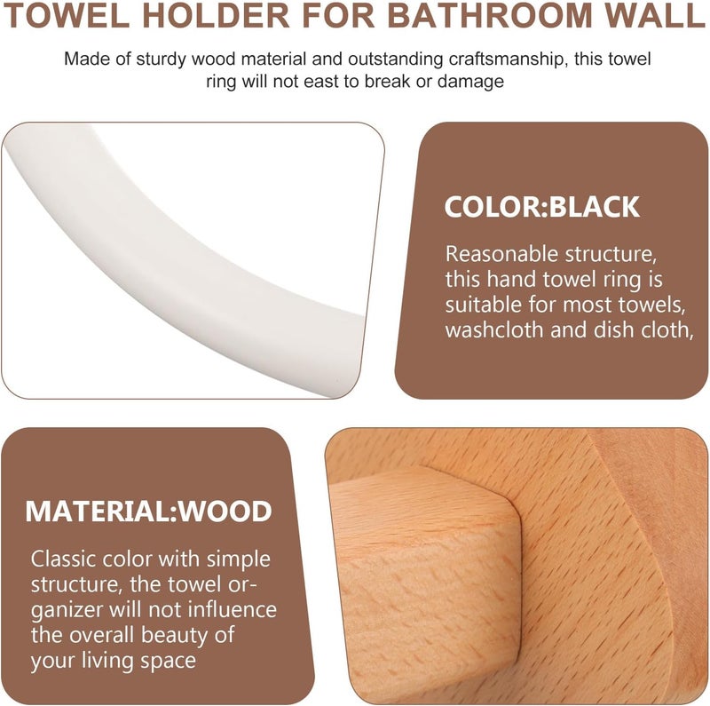 Wooden Bathroom Towel Ring Holder Wall-Mounted Hand Towel Organizer with White Finish for Kitchen and Bathroom - Image 5