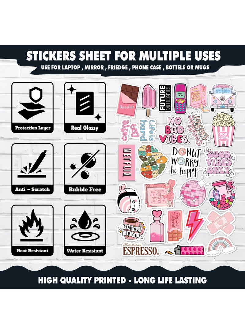 لاصق للابتوب - أشكال لطيفة مخصصة، مثالي لإضفاء الطابع الشخصي على جهازك، مقاوم للماء والخدش والحرارة، مناسب لأجهزة اللابتوب والأكواب والمرايا والزجاجات، ملصق فينيل لامع، 24 قطعة - Image 2