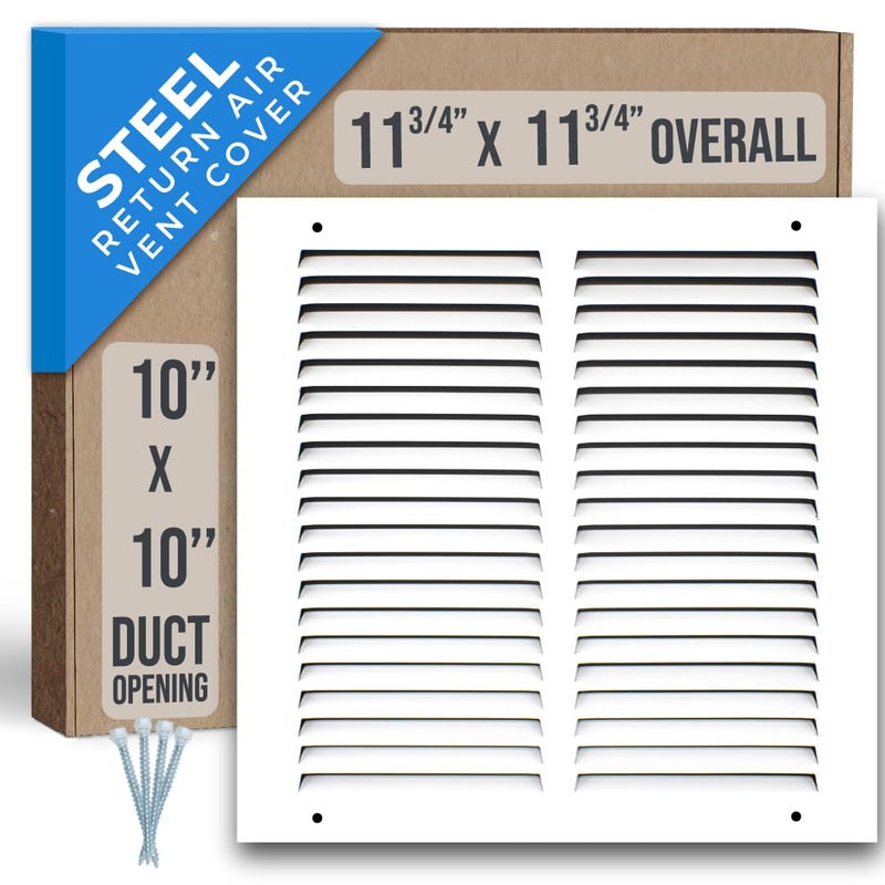 Fits 10x10 Duct Opening Steel Return Air Grille by Handua Vent Cover Grill for Sidewall and Ceiling White HVAC Cold Air Intake Grille Outer Dimensions 1175W X 1175H