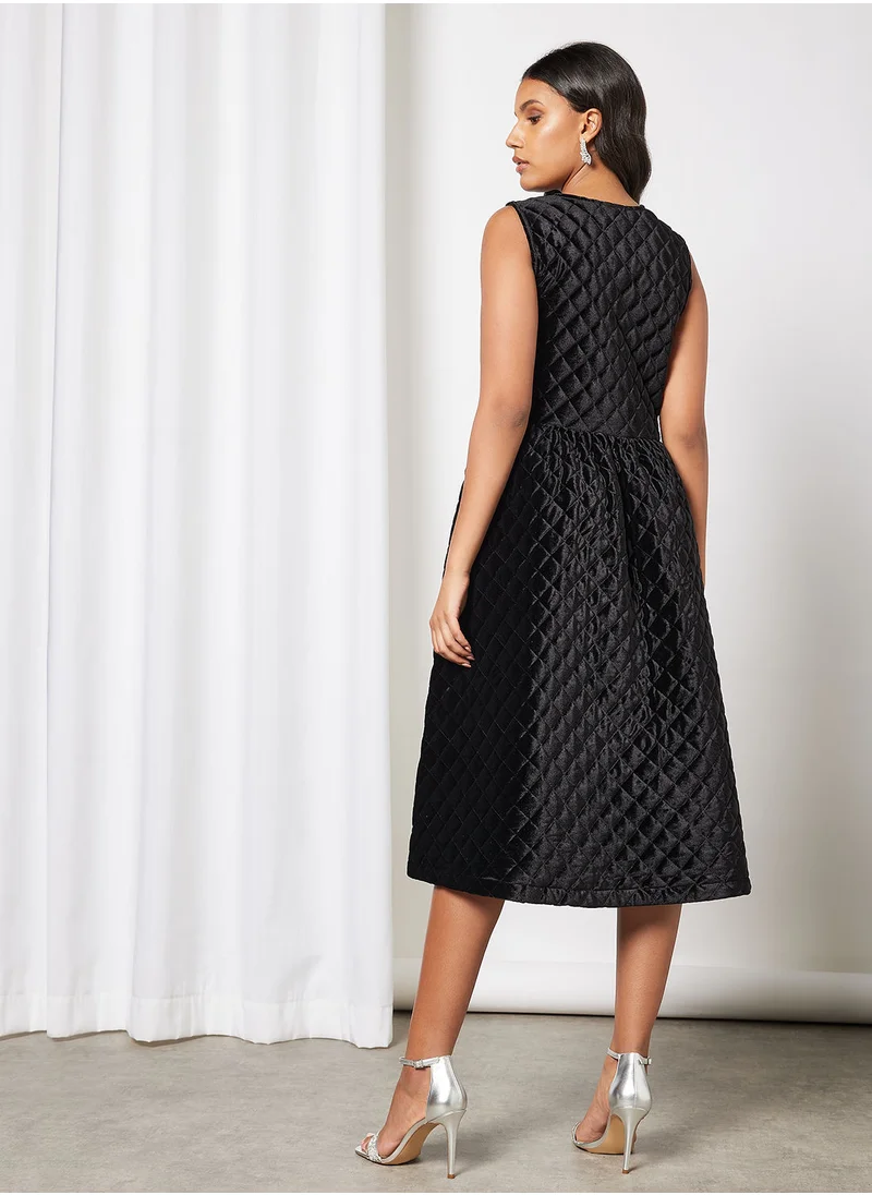 PIECES Quilted Midi Dress