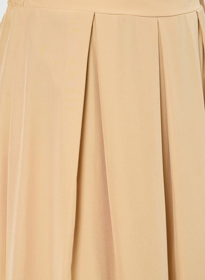 Styli Women Beige Ruffled Hem Pleated Maxi Skirt - Image 3