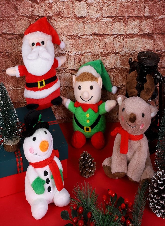 Elcoho 4 Pieces 7 inch Christmas Stuffed Animals Set Plush Toys Christmas Decoration Doll Set Santa Claus Snowman Elk Elf Xmas Party Favors - Image 4