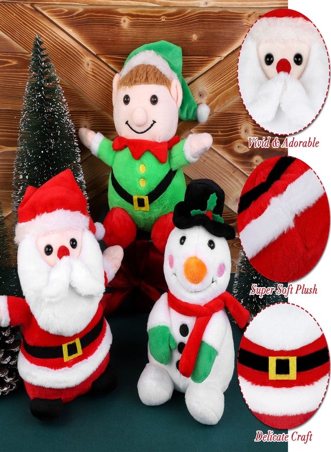 Elcoho 4 Pieces 7 inch Christmas Stuffed Animals Set Plush Toys Christmas Decoration Doll Set Santa Claus Snowman Elk Elf Xmas Party Favors - Image 3