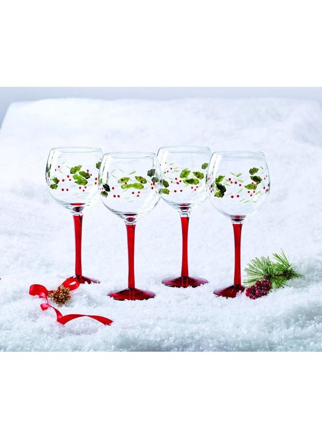 Pfaltzgraff Winterberry 13-ounce Hand Painted Goblet, Set of 4, 13 Ounce, White - Image 3