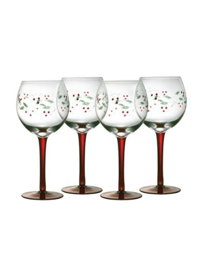 Pfaltzgraff Winterberry 13-ounce Hand Painted Goblet, Set of 4, 13 Ounce, White - Image 1