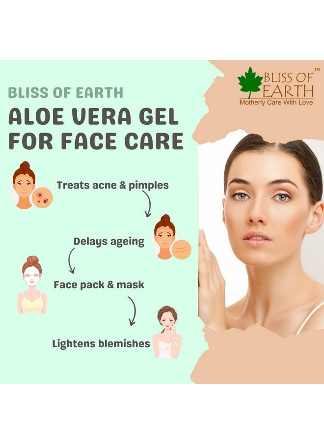 BLISS OF EARTH - 99% Pure Crystal Clear Aloe Vera Gel For Face Hair Skin Dark Spots, Effective Cooling, Soothing & Hydrating, 100Gm - Image 1