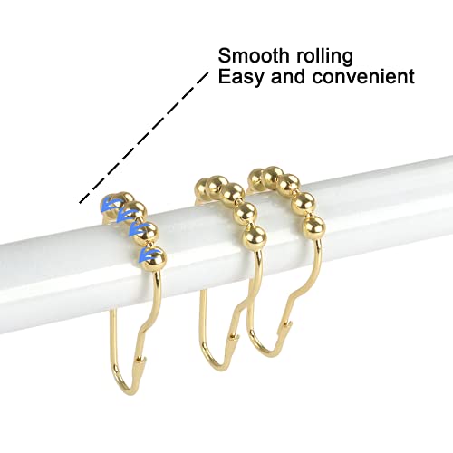 Ansxiy Shower Curtain Hooks Rings, Rustproof Metal Shower Curtain Rings for Bathroom Shower Rods Curtains - Set of 12, Golden - Image 4