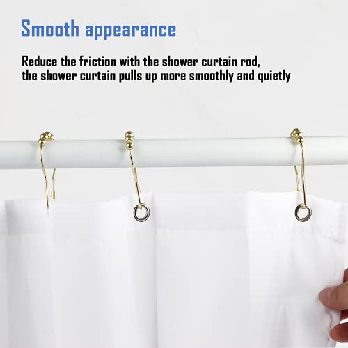Ansxiy Shower Curtain Hooks Rings, Rustproof Metal Shower Curtain Rings for Bathroom Shower Rods Curtains - Set of 12, Golden - Image 5