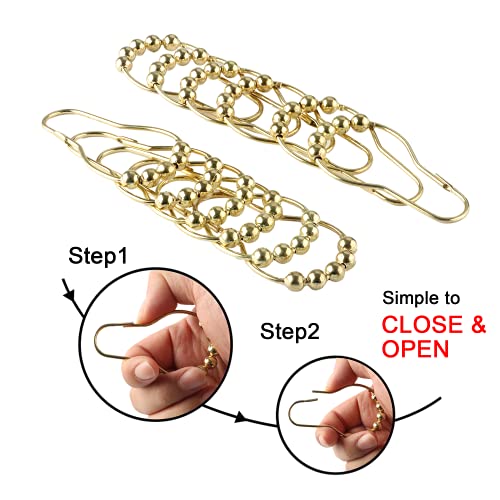 Ansxiy Shower Curtain Hooks Rings, Rustproof Metal Shower Curtain Rings for Bathroom Shower Rods Curtains - Set of 12, Golden - Image 3