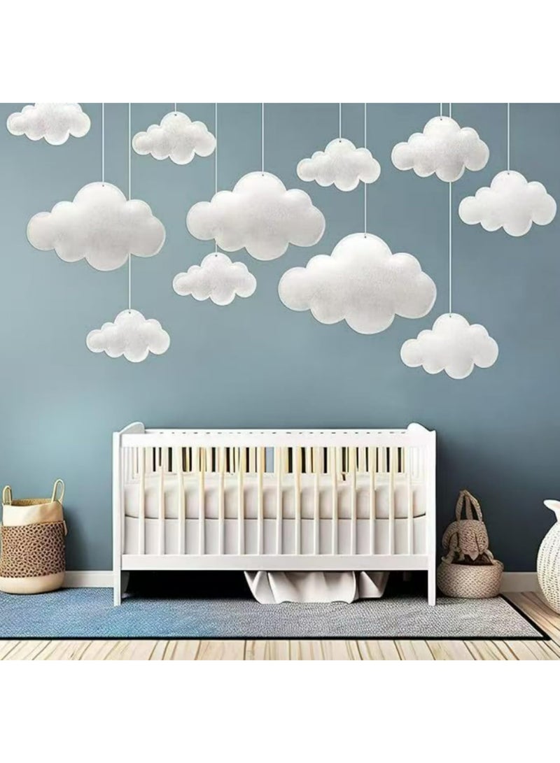 10pcs/Set 3D Felt Cloud Decor Hanging Clouds Ceiling Artificial Clouds Props Fake Cloud Wall Decor Clouds Imitation Decor Baby Shower - Image 2