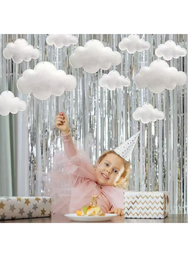 10pcs/Set 3D Felt Cloud Decor Hanging Clouds Ceiling Artificial Clouds Props Fake Cloud Wall Decor Clouds Imitation Decor Baby Shower - Image 1