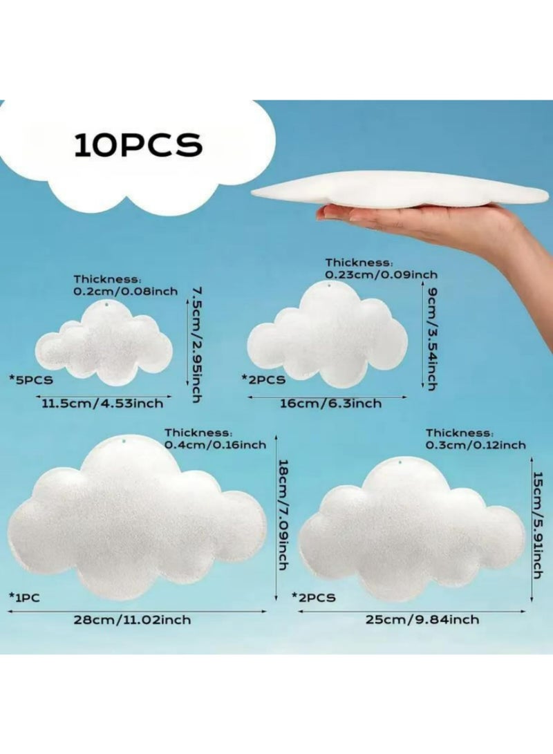 10pcs/Set 3D Felt Cloud Decor Hanging Clouds Ceiling Artificial Clouds Props Fake Cloud Wall Decor Clouds Imitation Decor Baby Shower - Image 4