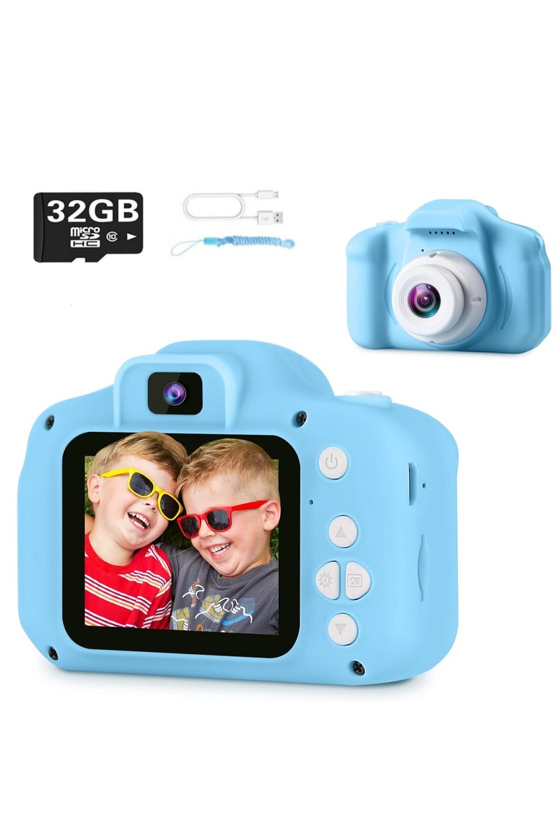 اكسيسن كاميرا رقمية صغيرة للأطفال مع بطاقة ذاكرة 32 جيجابايت، وكاميرا فيديو عالية الدقة، ومسجل فيديو LCD قابل لإعادة الشحن مقاس 2 بوصة، وكاميرا فيديو سيلفي، وهدية عيد ميلاد للأطفال والبنات والأولاد - Image 1