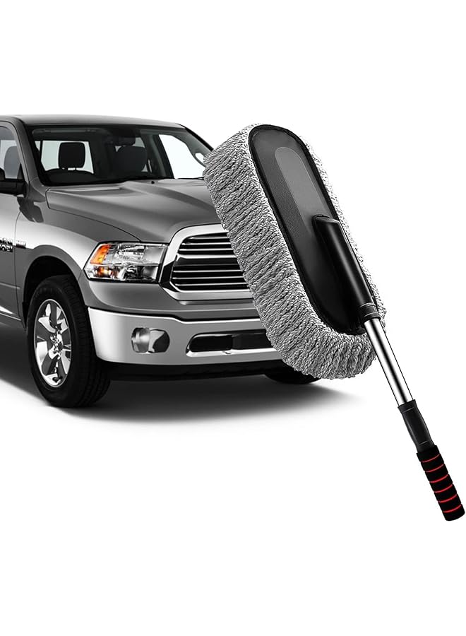 Excefore Car Duster - Extendable Long Handle Microfiber Car Duster, Scratch-Free Exterior Car Cleaning Tool, Dust Brush For Trucks, Pickups, Motorcycles, And More, Gray. - Image 1