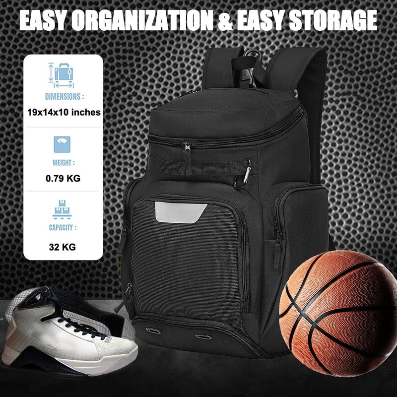 LARIPOP Basketball Backpack Large Sports Bag, Gym Bag with Ball Compartment and Shoe Compartment to Store Sports Shoes Water Bottles Laptops and Daily Necessities, Widely Used in Basketball, Soccer - Image 2