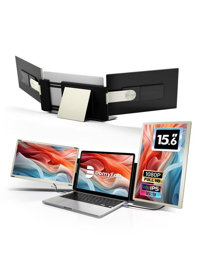 domyfan 15.6" Laptop Screen Extender, 120% sRGB FHD 1080P IPS Triple Portable Laptop Monitor Extender with Hub USB HDMI Plug-Play for Mac, Windows, Chrome, Android, Fits All Laptops - Image 1