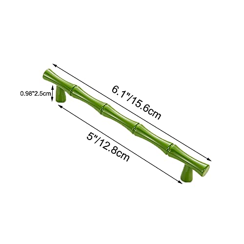 AchNau 10pcs Cabinet Handles Hole Centers 5Bamboo Shape Kitchen Cupboard Dresser Closet Drawer Door Pulls Green - Image 3