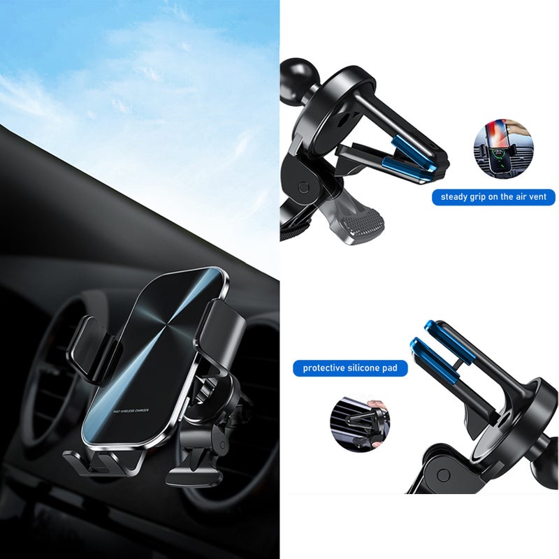 Wireless Fast Charger Car Mount Phone Holder Easy Clamp Hands Qi Charging Phone Stand for Dashboard Air Vent - Image 3