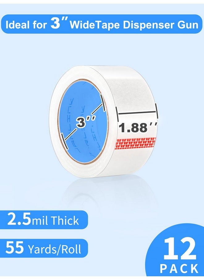 JARLINK Clear Packing Tape (12 Rolls) Heavy Duty Packaging Tape For Shipping Packaging Moving Sealing 1.88 Inches Wide 55 Yards Per Roll 660 Total Yards  - Image 2