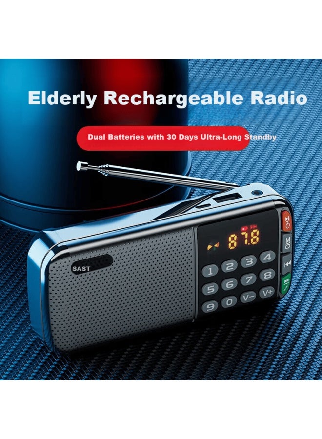 Sast N28 Portable Mini Radio For Elderly, Rechargeable Card Player, Fm Broadcast, Music Player, Semiconductor Opera Player, Black - Image 1