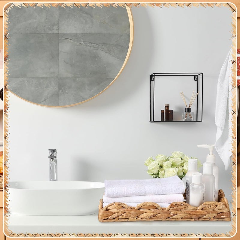KASTWAVE 3Pcs Wicker Storage Baskets, Water Hyacinth Toilet Paper Holder, Rustic Woven Organizer for Bathroom, Bedroom, Kitchen, Ideal for Toiletries and Small Items, Large & Small Baskets (15x6x4in, 12x5x2in) - Image 4