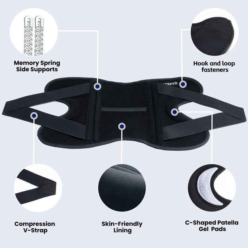 JOMVD Knee Brace for Knee Pain, Meniscus Tear, Adjustable Knee Support with Side Spring Stabilizers for Meniscus Tear, ACL, Arthritis, Patella Stability, Knee Pain Relief, Women and Men, X-Large - Image 3