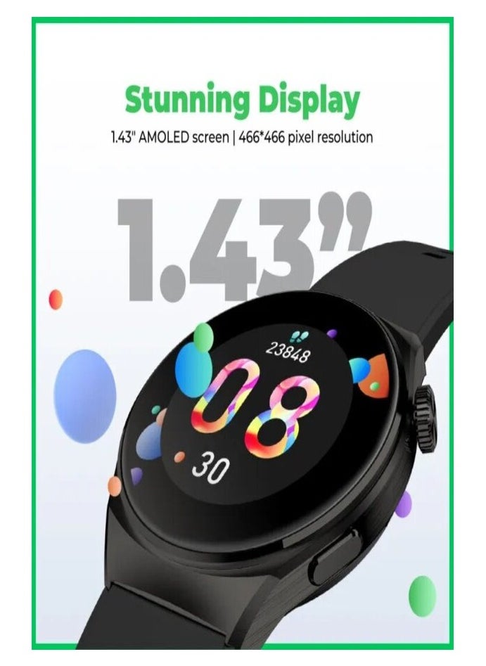BLACK SHARK Smartwatch S1 With 1.43 inch Display, 10-Day Battery Life, Fitness Tracker, Heart Rate, Sleep and Oxygen Monitoring & 100+ Sports - Black  - Image 4