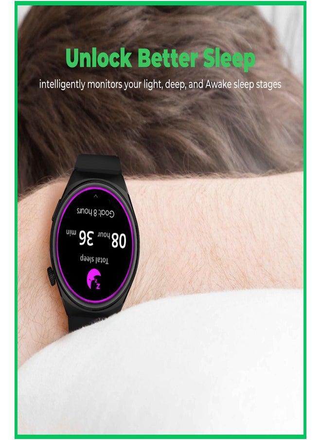 Smartwatch S1 With 1.43 inch Display, 10-Day Battery Life, Fitness Tracker, Heart Rate, Sleep and Oxygen Monitoring & 100+ Sports - Black
