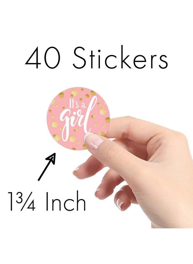 DISTINCTIVS - Pink And Gold Girl Baby Shower Favor Stickers 1.75 In 40 Labels - Image 1
