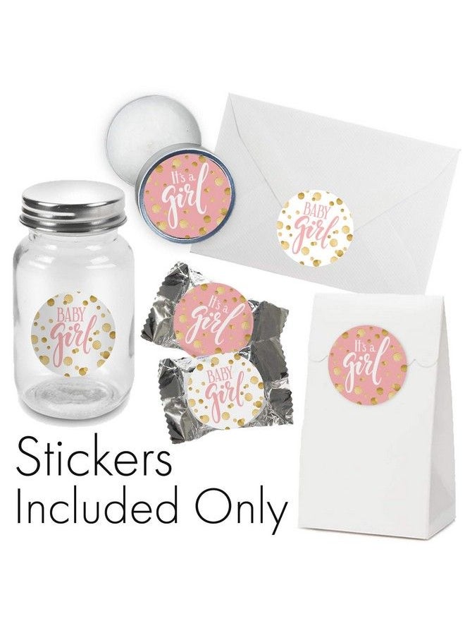 DISTINCTIVS - Pink And Gold Girl Baby Shower Favor Stickers 1.75 In 40 Labels - Image 1
