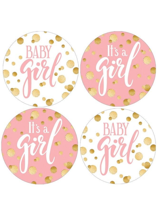 DISTINCTIVS - Pink And Gold Girl Baby Shower Favor Stickers 1.75 In 40 Labels - Image 1