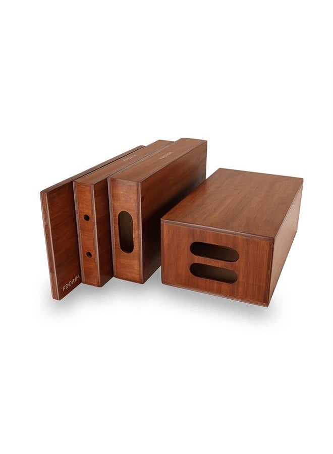 PROAIM Set Of 4 Apple Boxes for Studio, Film Set & Photography (Brown) | Made of 12-Ply Cedar Base Wood | Multiuse 4-In-1 Apple Box f or Studio & On-Location Use (AB-SET4-BR) - Image 1