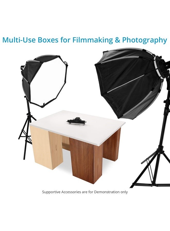 PROAIM Set Of 4 Apple Boxes for Studio, Film Set & Photography (Brown) | Made of 12-Ply Cedar Base Wood | Multiuse 4-In-1 Apple Box f or Studio & On-Location Use (AB-SET4-BR) - Image 3