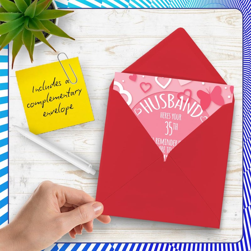 Stuff4 35th Anniversary Card for Men - Annual Reminder - Happy 35 Year Anniversary Card for Husband  5.7 Inch Wedding Anniversaries Greeting Cards - Image 5
