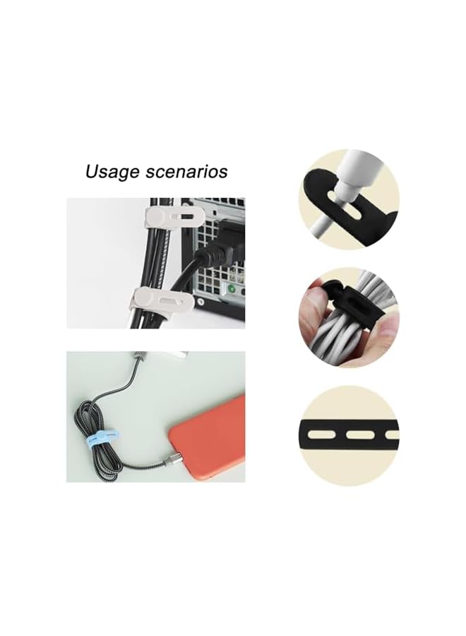 S-TOP 20PCS Silicone Cable Ties, Multipurpose Elastic Adjustable Charger Cable Wrap Tie Management with Lock Buckle, Cord Organizer Strap for Travel Home Office - Image 3