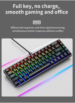 FlashHawk Arabic & English Wired Gaming Keyboard,68 Keys Blue Switches Mechanical Keyboard for Office Gaming Black  - Image 5